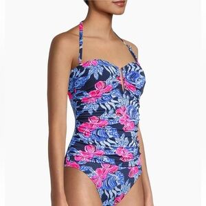 NWOT Lilly Pulitzer Farlee 1 Piece Swimsuit Low Tide Navy “It’s OFishell” Sz 12